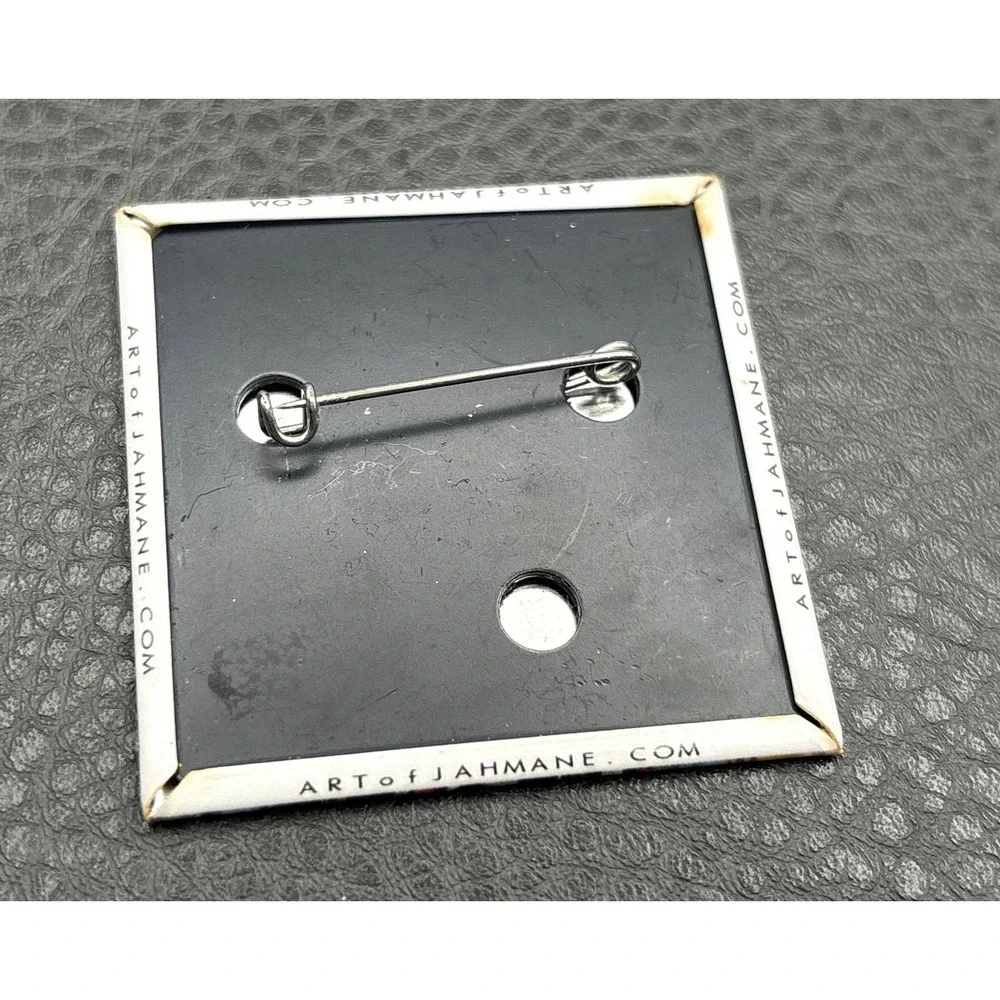 Rare Art of Jahmane Colorful Pop Art Skull Face Brooch Pin Abstract